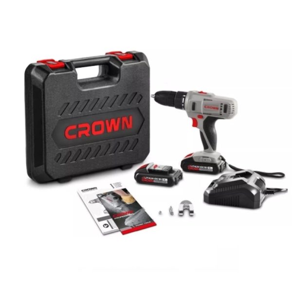 Taladro atornillador inalambrico CROWN con dos baterías litio 14,4 V.