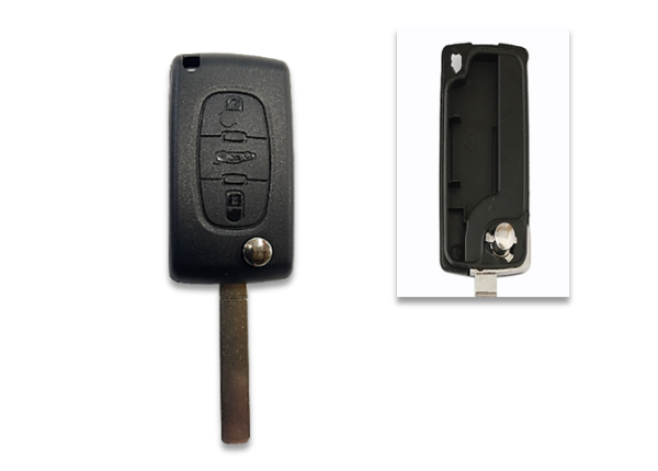 Carcasa compatible con Citroen ® - 3 botones (Luz) - Pila en circuito