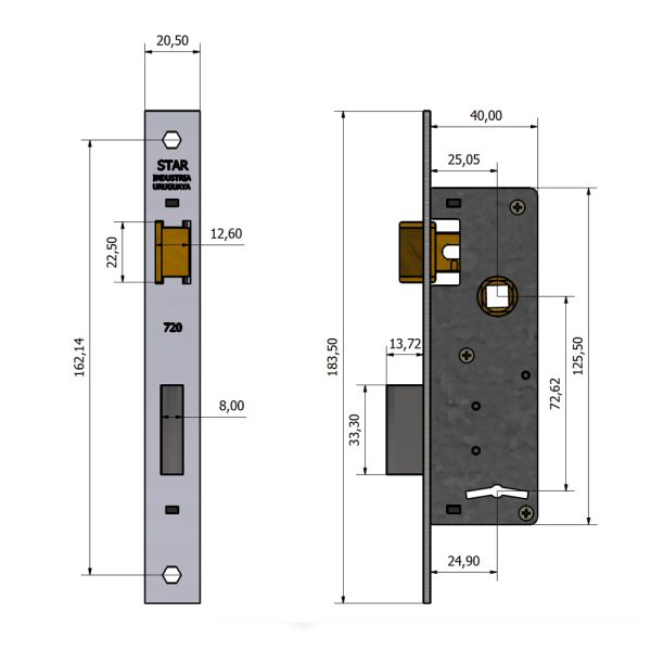 Cerradura STAR 720 montante angosto - Imagen 2
